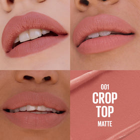 MAYBELLINE Serum Lipstick in Crop Top shade on a model