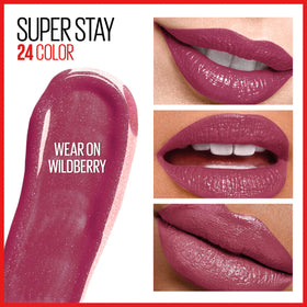 MAYBELLINE Super Stay 24 Liquid Lipstick Wear On Wildberry packaging