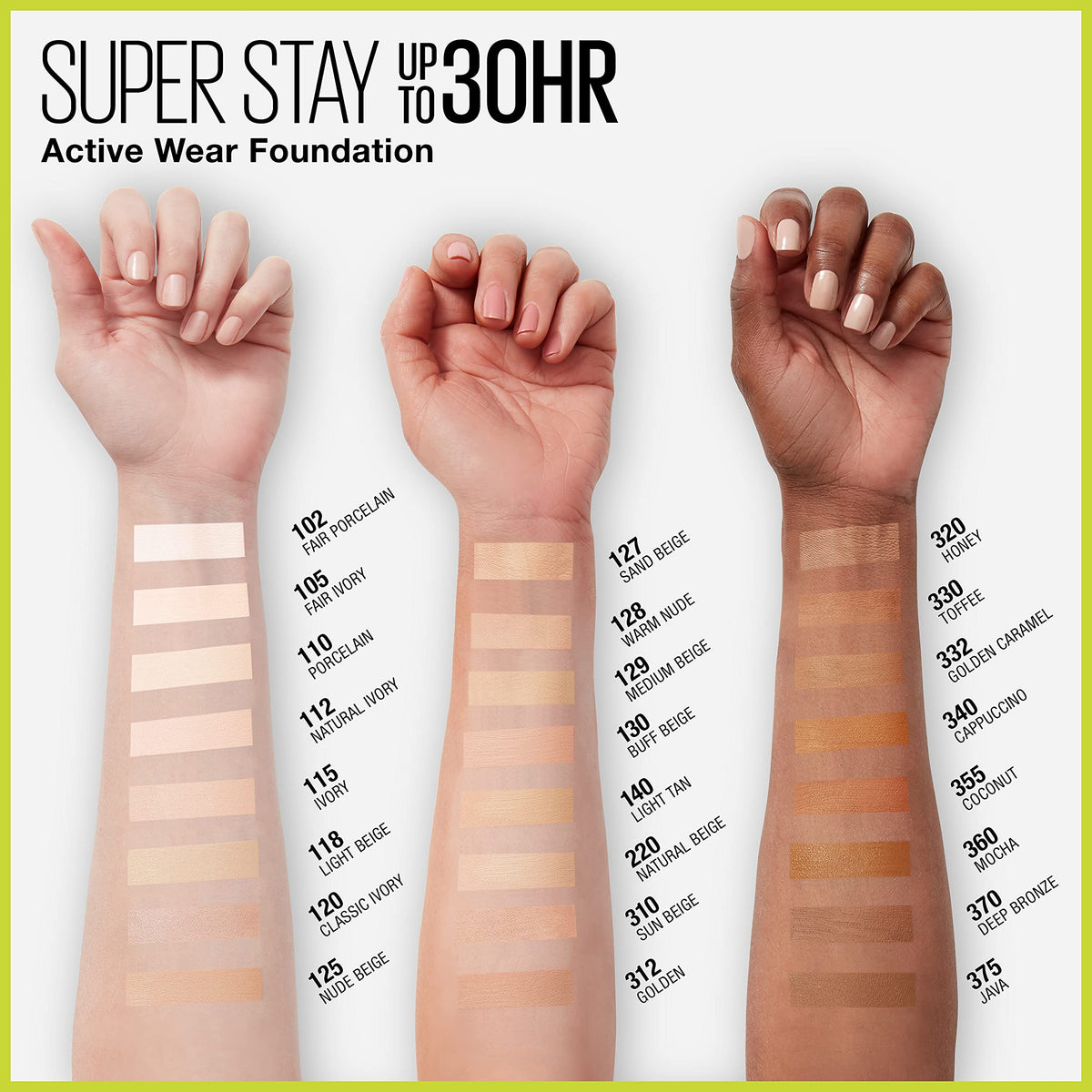 MAYBELLINE Super Stay Foundation texture swatch on skin