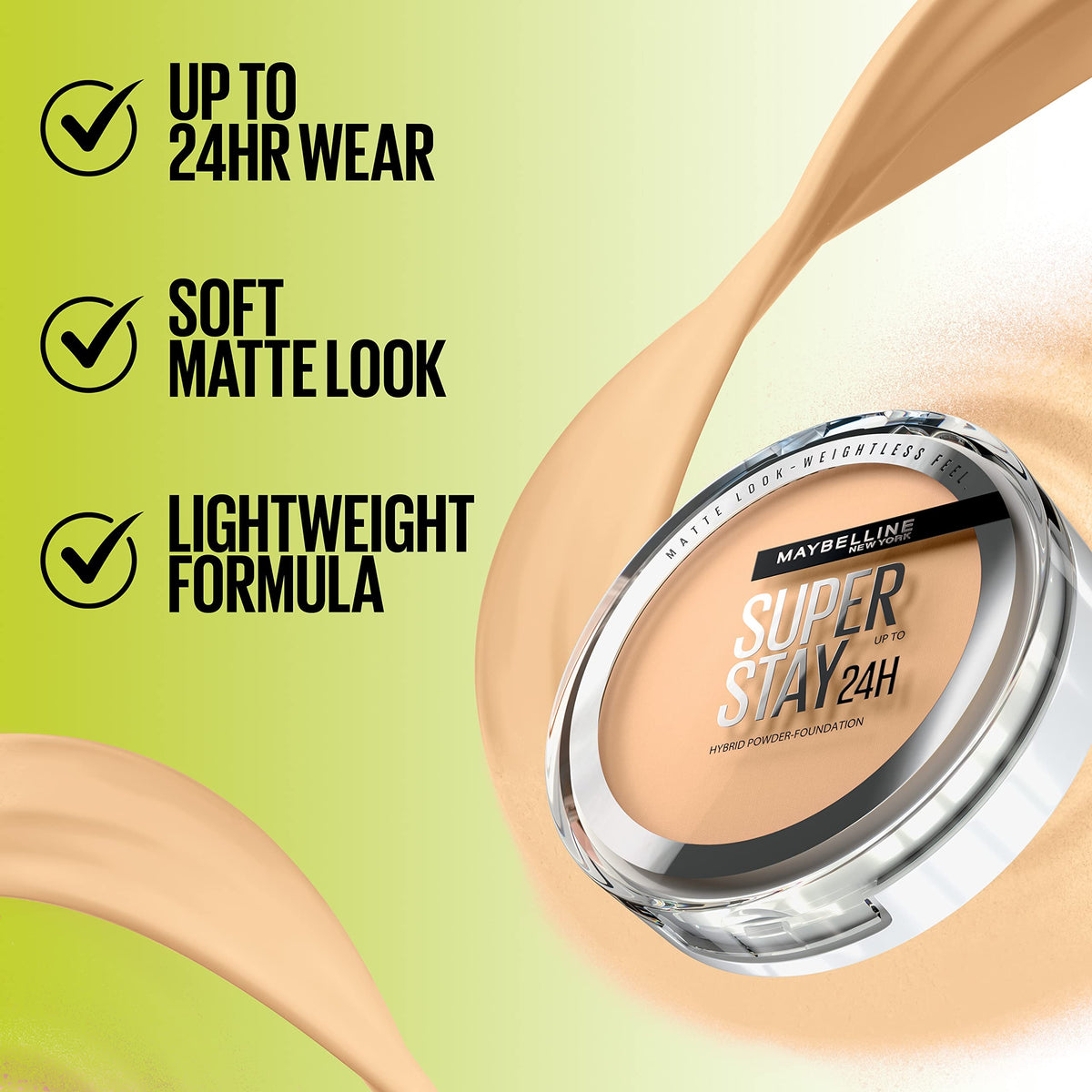 MAYBELLINE Super Stay Hybrid Powder Foundation 118 shade range display