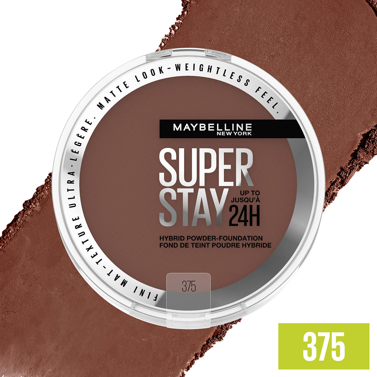 MAYBELLINE Super Stay Hybrid Powder Foundation 375 open with powder
