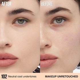 MAYBELLINE Super Stay Lumi-Matte Foundation 102 applied on skin