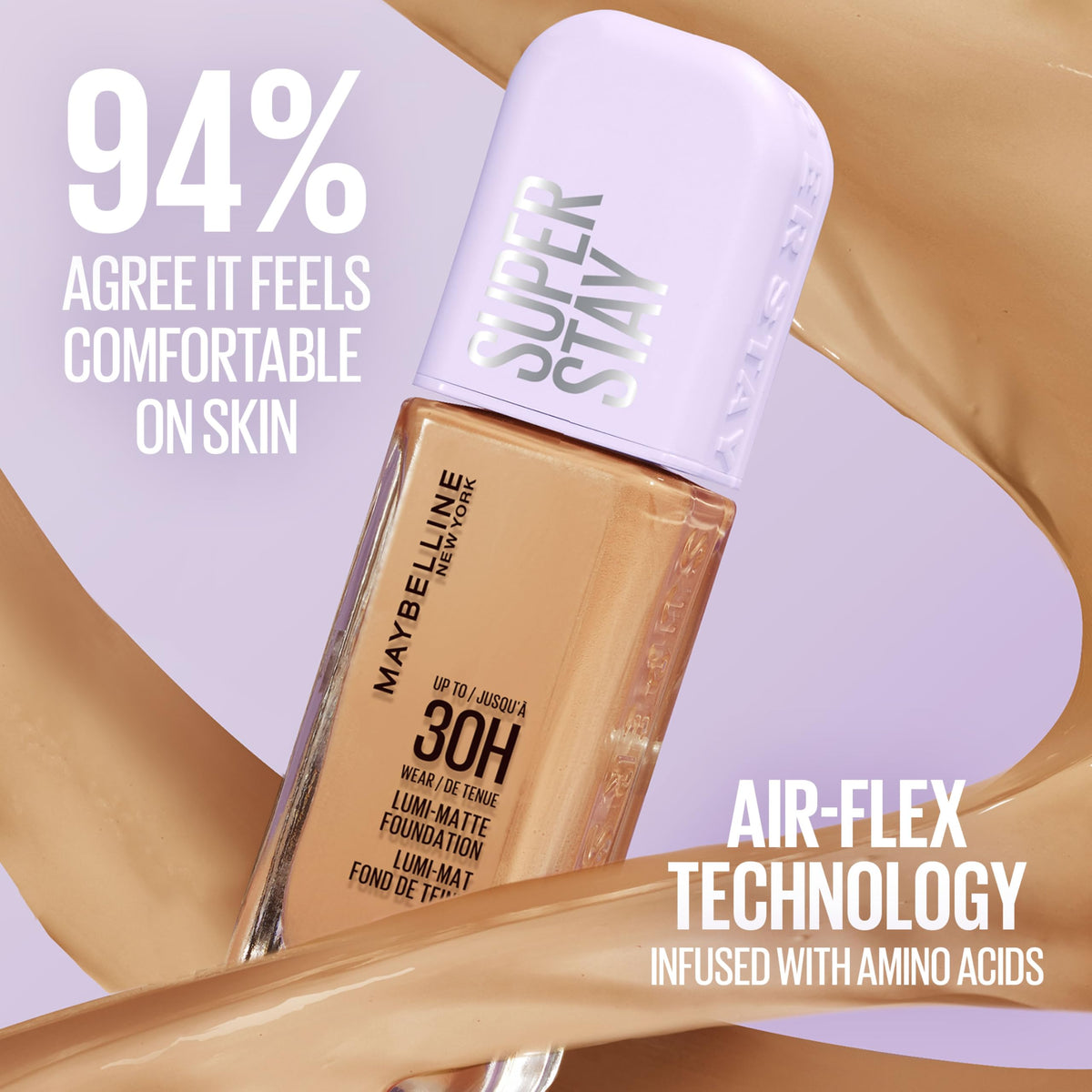 MAYBELLINE Super Stay Lumi-Matte Foundation 128 application brush