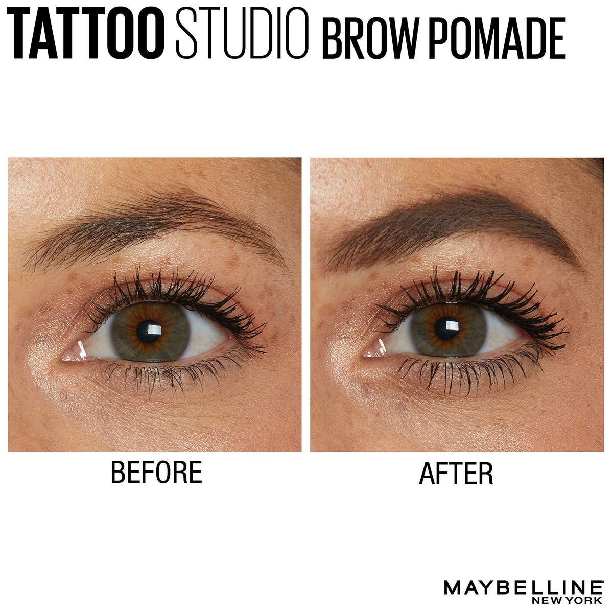 MAYBELLINE TattooStudio Brow Pomade Ash Brown with sculpting brush