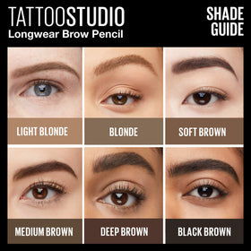 MAYBELLINE TattooStudio Eyebrow Pencil swatch on skin