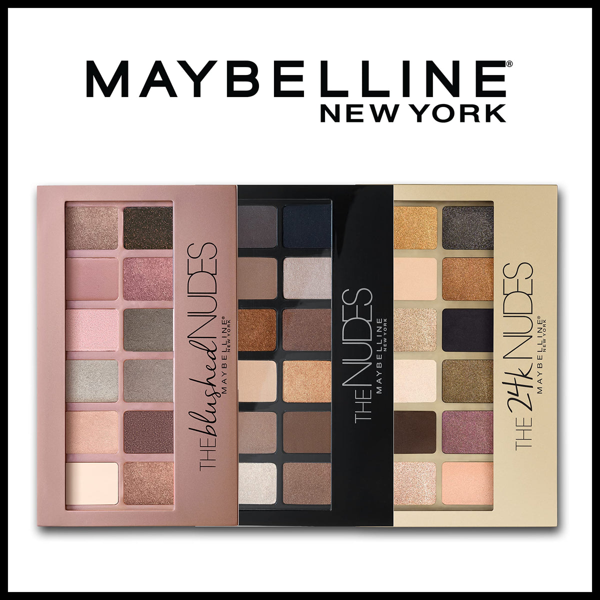 MAYBELLINE The Blushed Nudes Eyeshadow Palette in a makeup setup