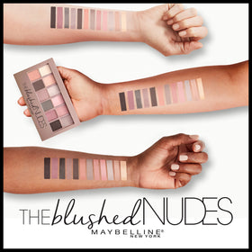 MAYBELLINE The Blushed Nudes Eyeshadow Palette swatches on skin