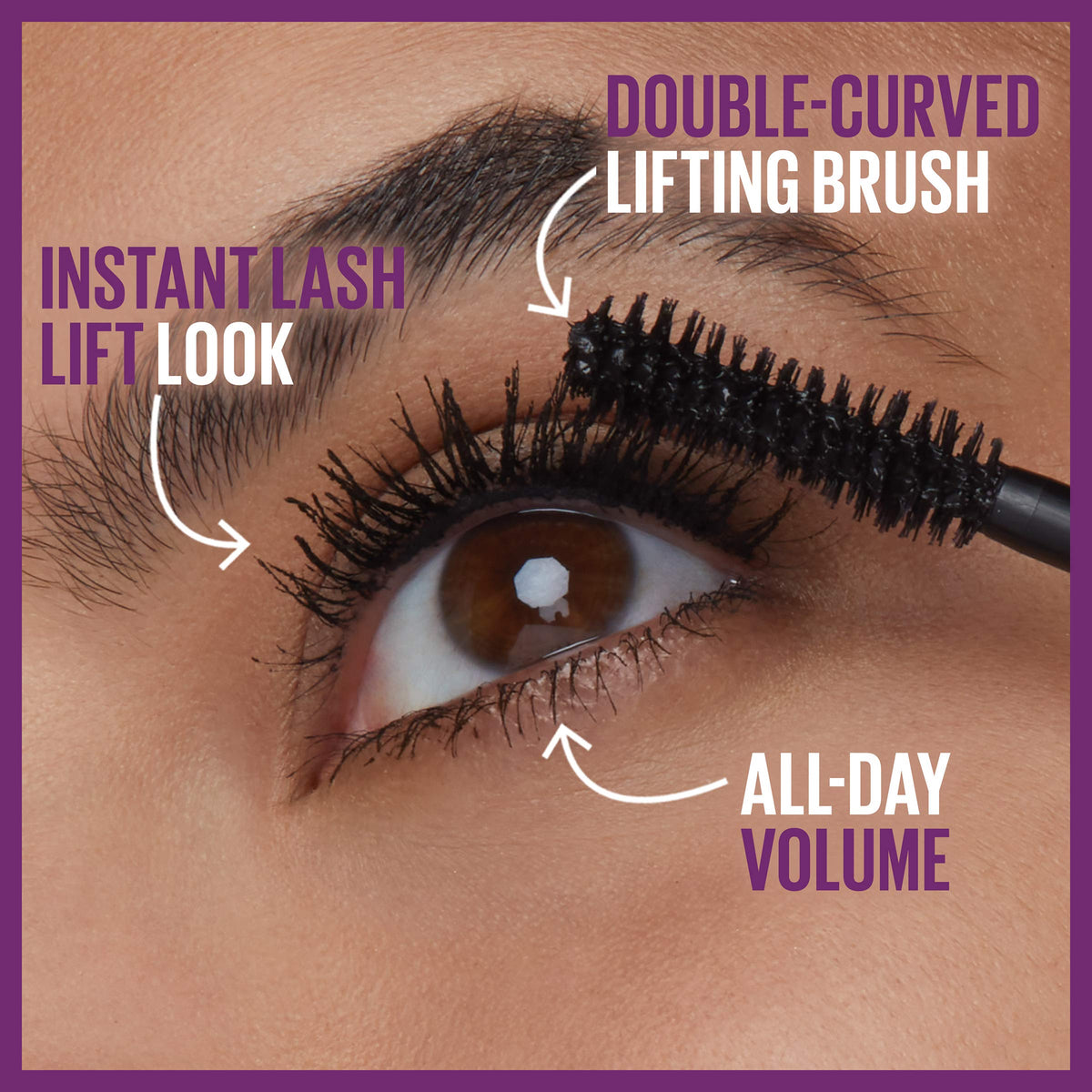 MAYBELLINE The Falsies Lash Lift Mascara applied on model's lashes