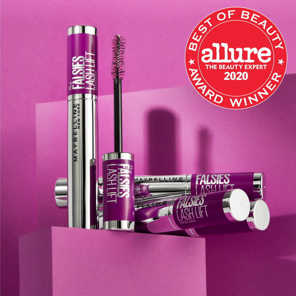 MAYBELLINE The Falsies Lash Lift Waterproof Mascara brush close-up