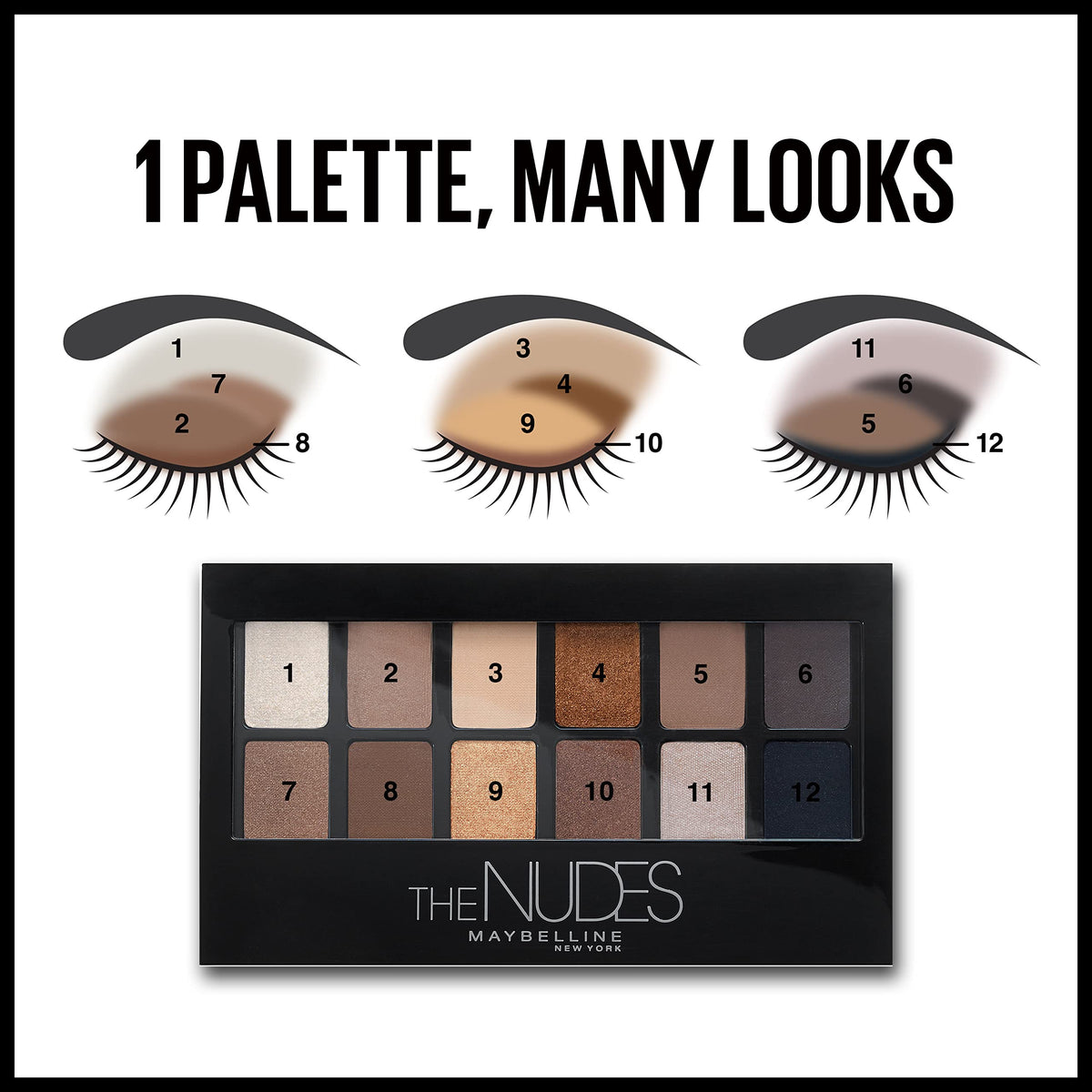 MAYBELLINE The Nudes Eyeshadow Palette on a makeup table