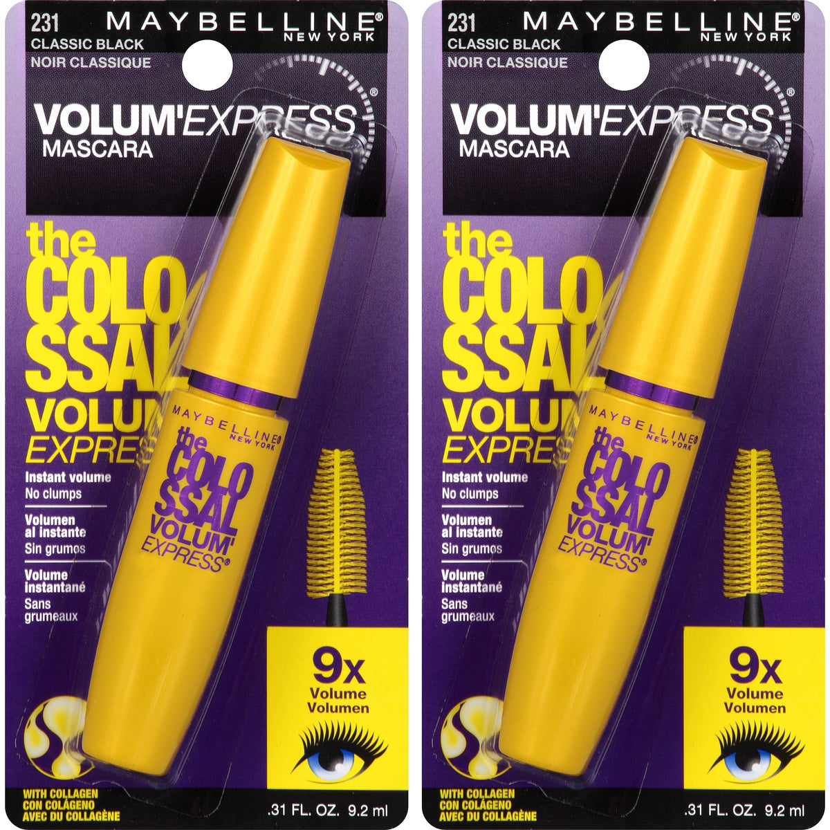 MAYBELLINE Volum' Express Colossal Mascara back view, ingredients listed