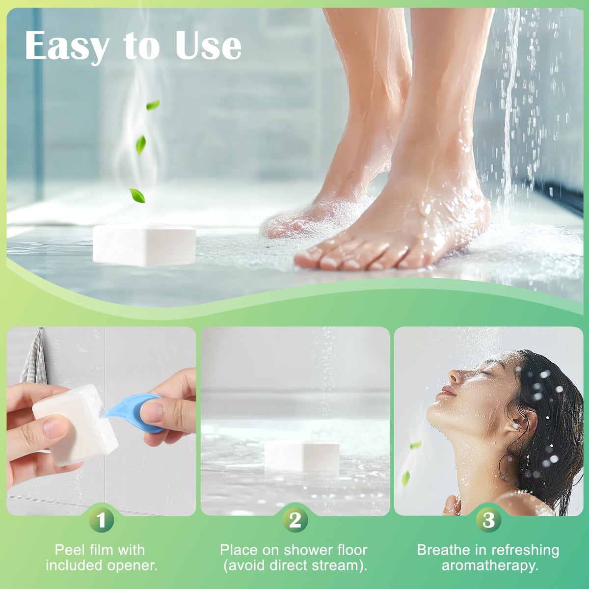 Maybeluck Eucalyptus & Mint Shower Steamer dissolving in shower