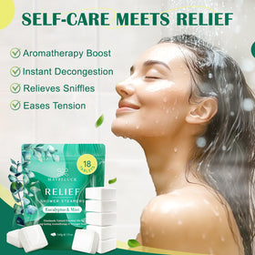 Maybeluck Eucalyptus & Mint Shower Steamers in a bathroom setting