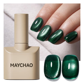 MAYCHAO 15ML Cat Eye Gel Nail Polish green bottle front view