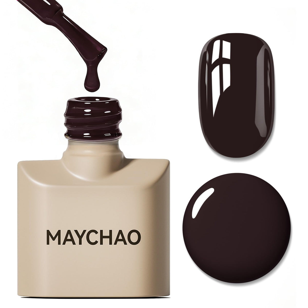 MAYCHAO 15ML Dark Brown Gel Nail Polish front view