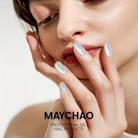 MAYCHAO 15ML Silver Cat Eye Gel Nail Polish with glitter effect