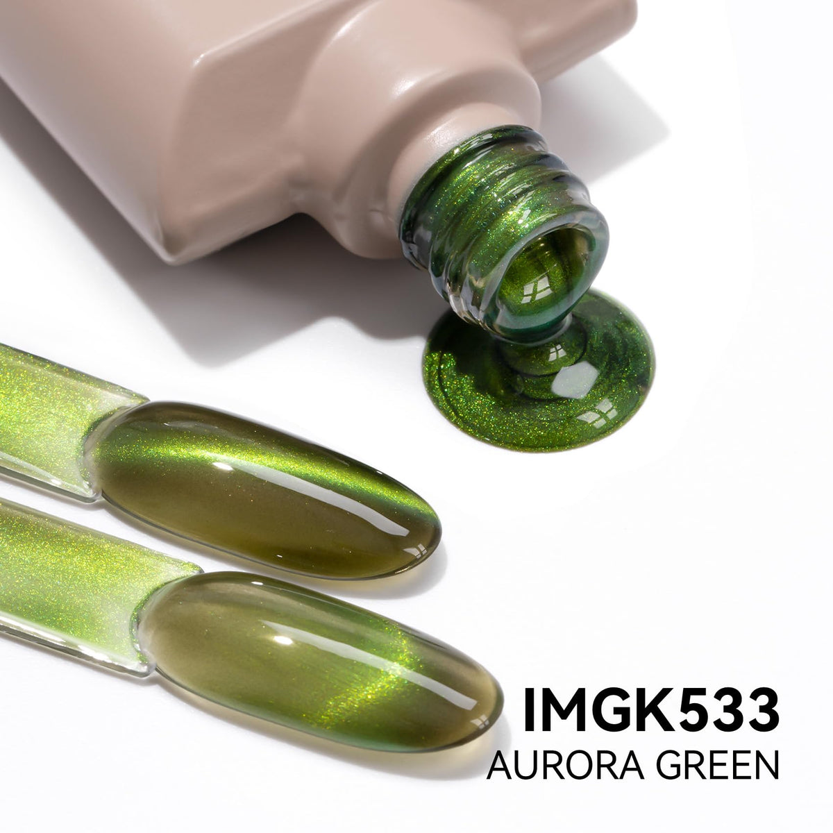 MAYCHAO 15ML Velvet Green Gel Nail Polish bottle with holographic effect
