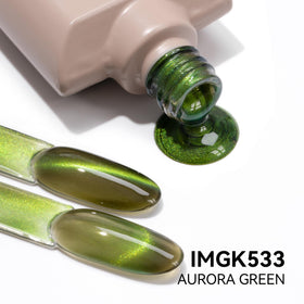 MAYCHAO 15ML Velvet Green Gel Nail Polish bottle with holographic effect