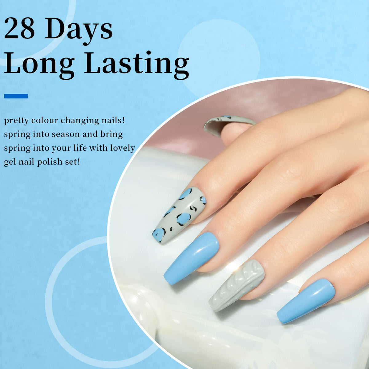 MAYCHAO Blue Gel Nail Polish 15ML with LED lamp