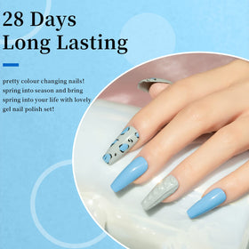 MAYCHAO Blue Gel Nail Polish 15ML with LED lamp