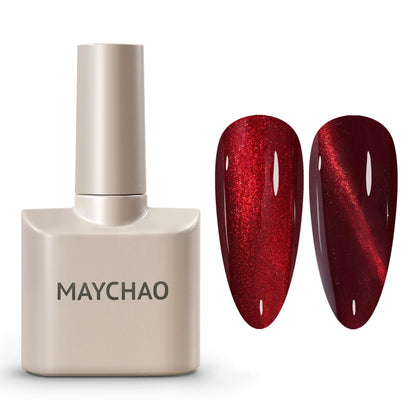 MAYCHAO Cat Eye Gel Nail Polish Burgundy 15ML front view