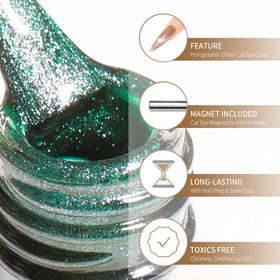 MAYCHAO Cat Eye Gel Nail Polish green bottle with LED lamp