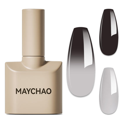 MAYCHAO Colour Changing Gel Nail Polish 15ML black-light grey bottle front view