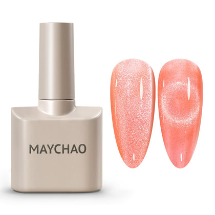 MAYCHAO Coral Cat Eye Gel Nail Polish 15ML front view