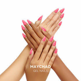 MAYCHAO Gel Nail Polish Bright Pink 15ML applied on nails