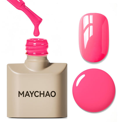 MAYCHAO Gel Nail Polish Bright Pink 15ML front view