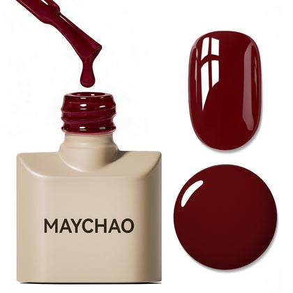 MAYCHAO Gel Nail Polish Burgundy Red 15ML front view