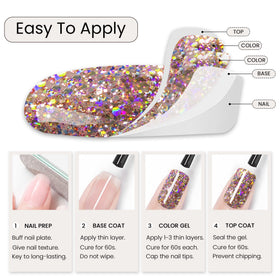 MAYCHAO Gel Nail Polish Clear Pink Glitter packaging details