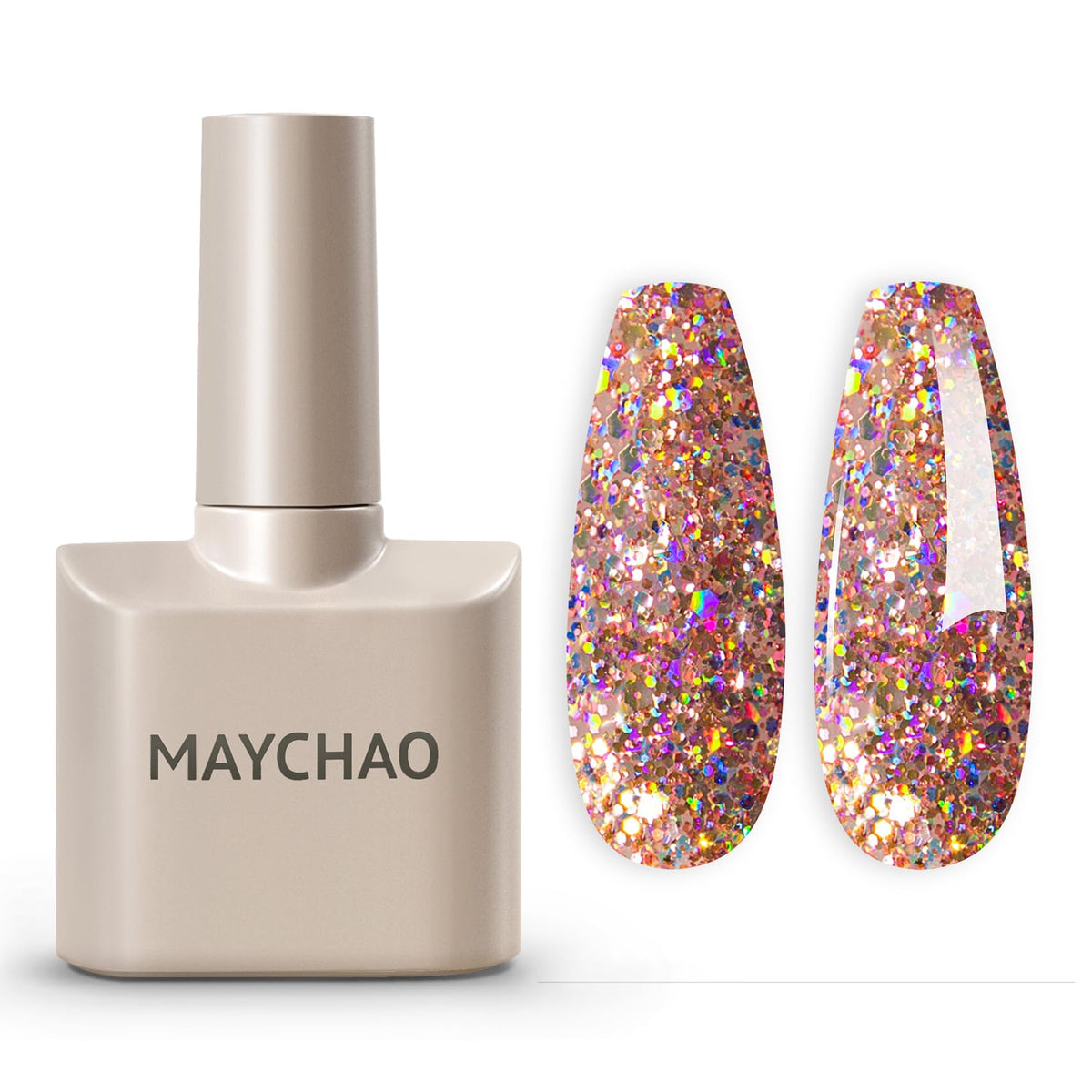 MAYCHAO Gel Nail Polish Clear Pink Glitter with nail art tools
