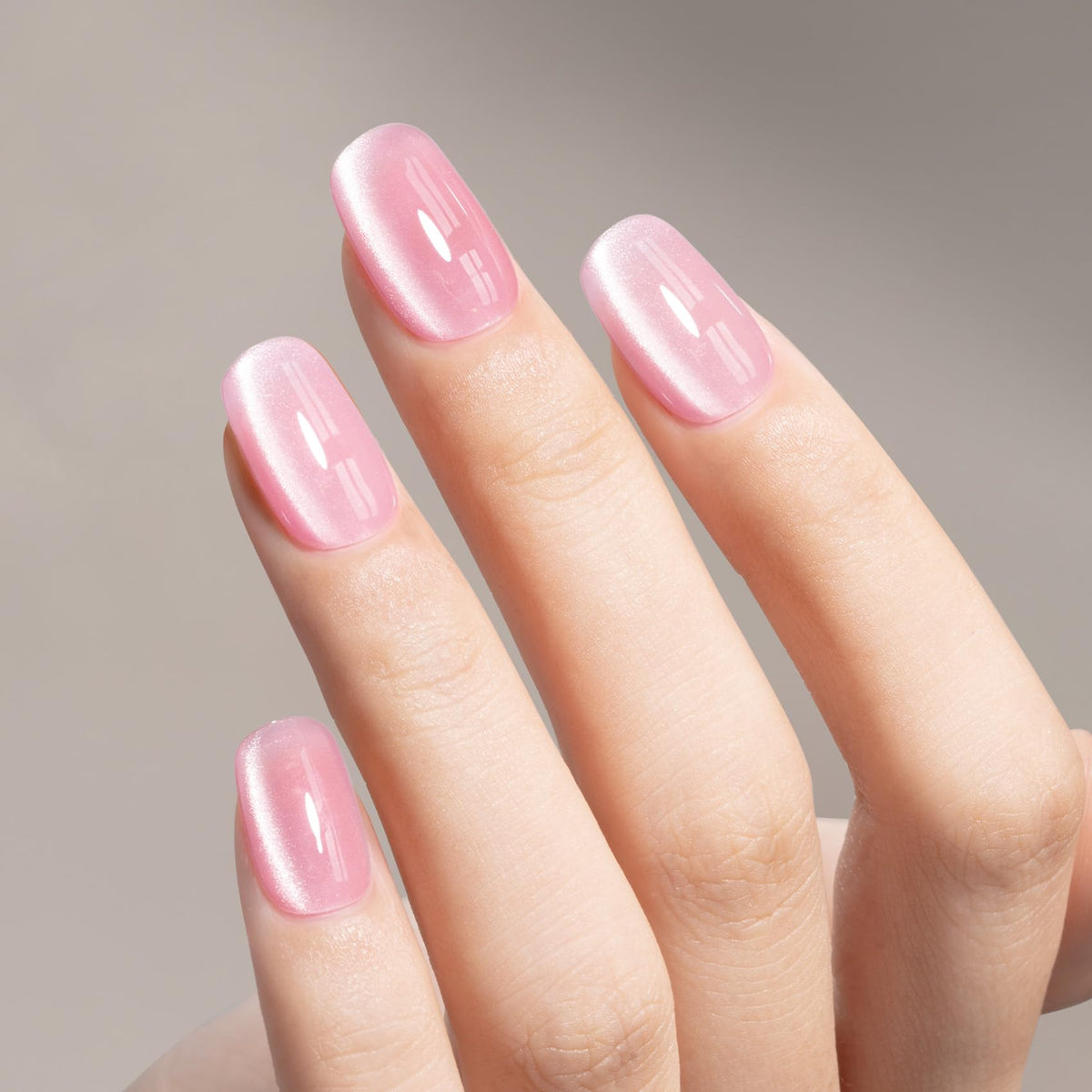 MAYCHAO Jelly Pink Cat Eye Gel Nail Polish 15ML applied on nails