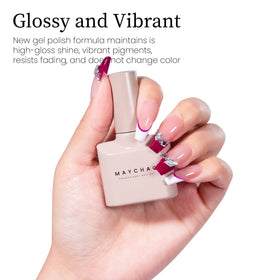 MAYCHAO Magenta Gel Nail Polish application on nails