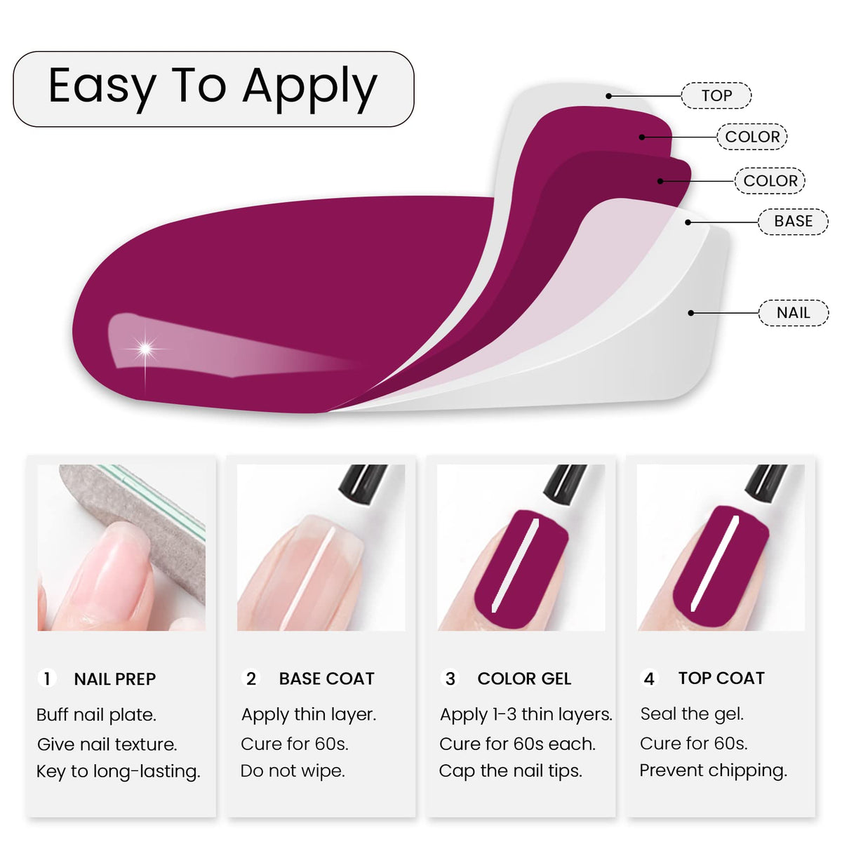 MAYCHAO Magenta Gel Nail Polish with nail art tools