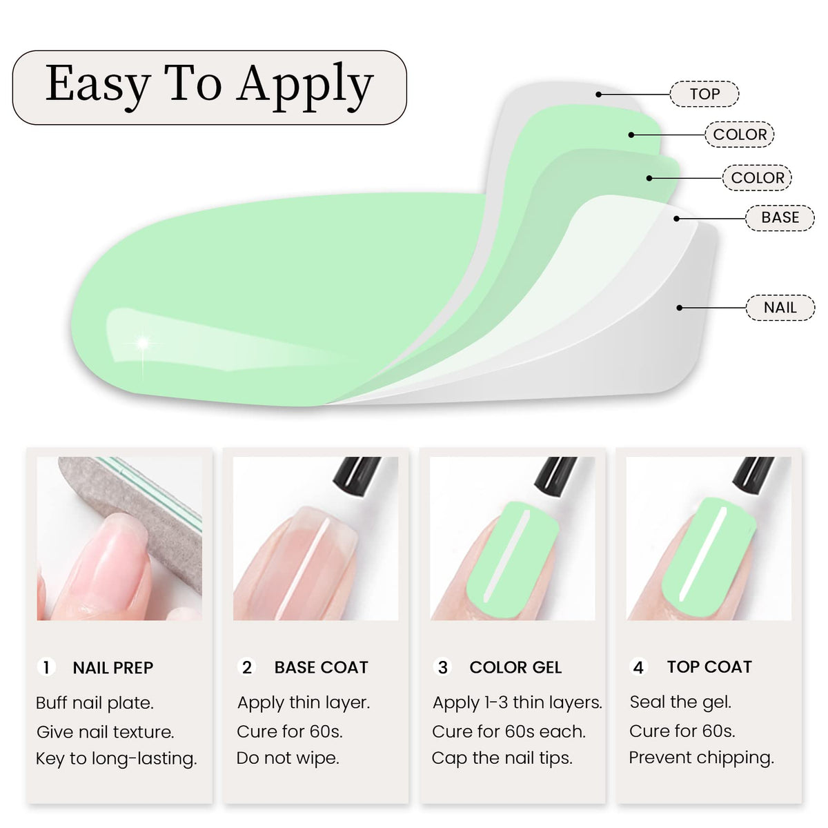 MAYCHAO Mint Green Gel Nail Polish 15ML on a manicure table