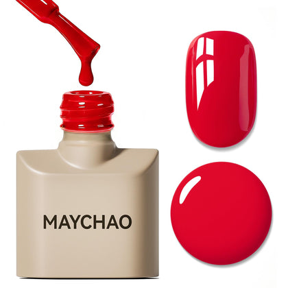 MAYCHAO Neon Red Gel Nail Polish 15ML front view