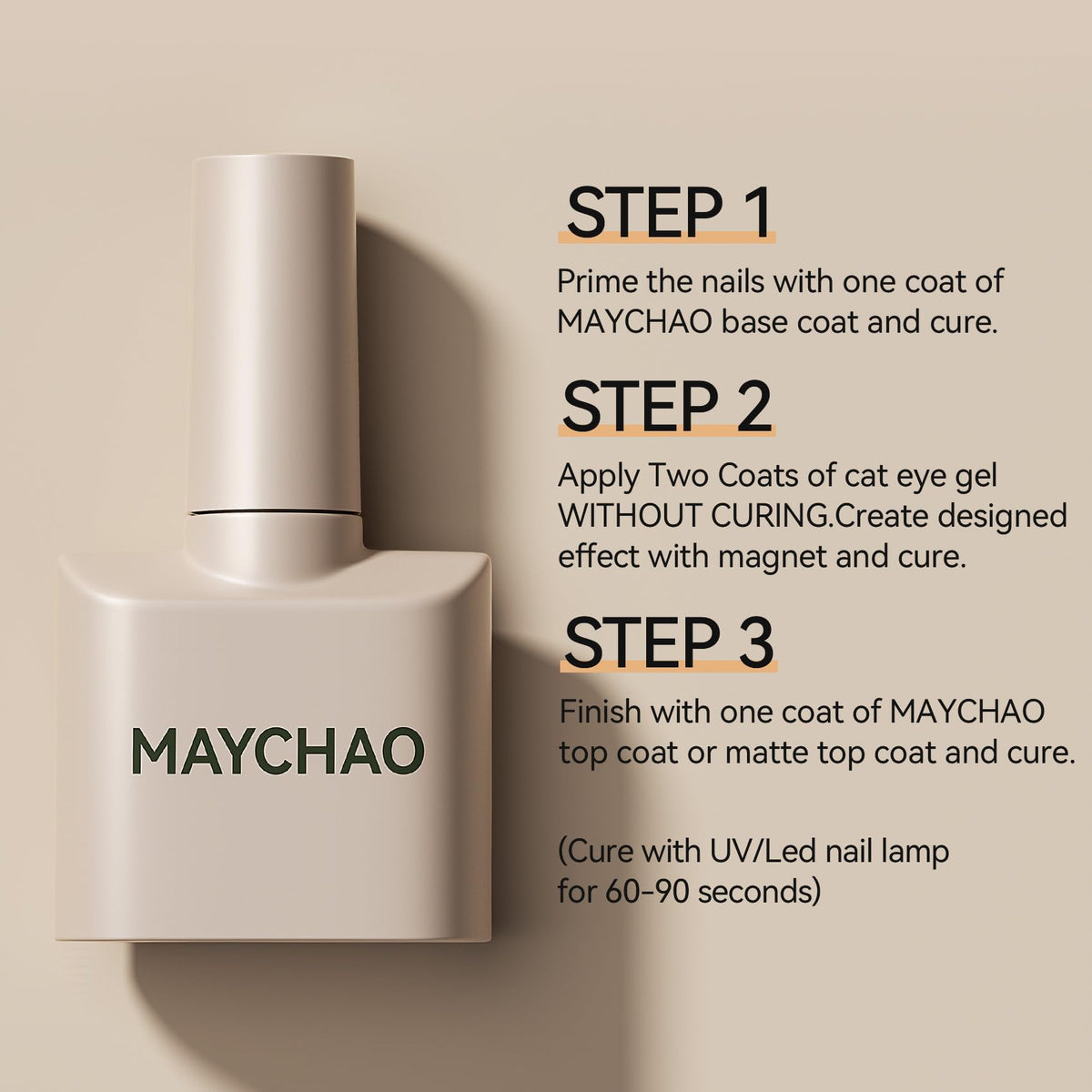MAYCHAO Pink Cat Eye Gel Nail Polish 15ML with applicator