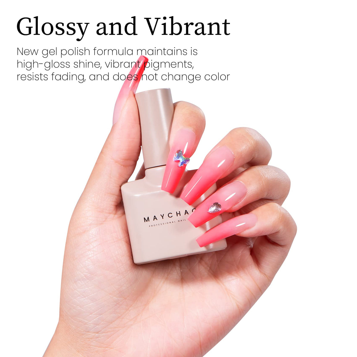 MAYCHAO Pink Gel Nail Polish 15ML application on nails
