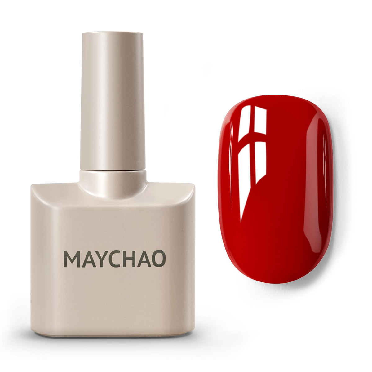 MAYCHAO Red Gel Nail Polish on a nail art display