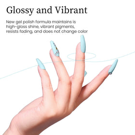 MAYCHAO Sky Blue Gel Nail Polish 15ML with LED light setup