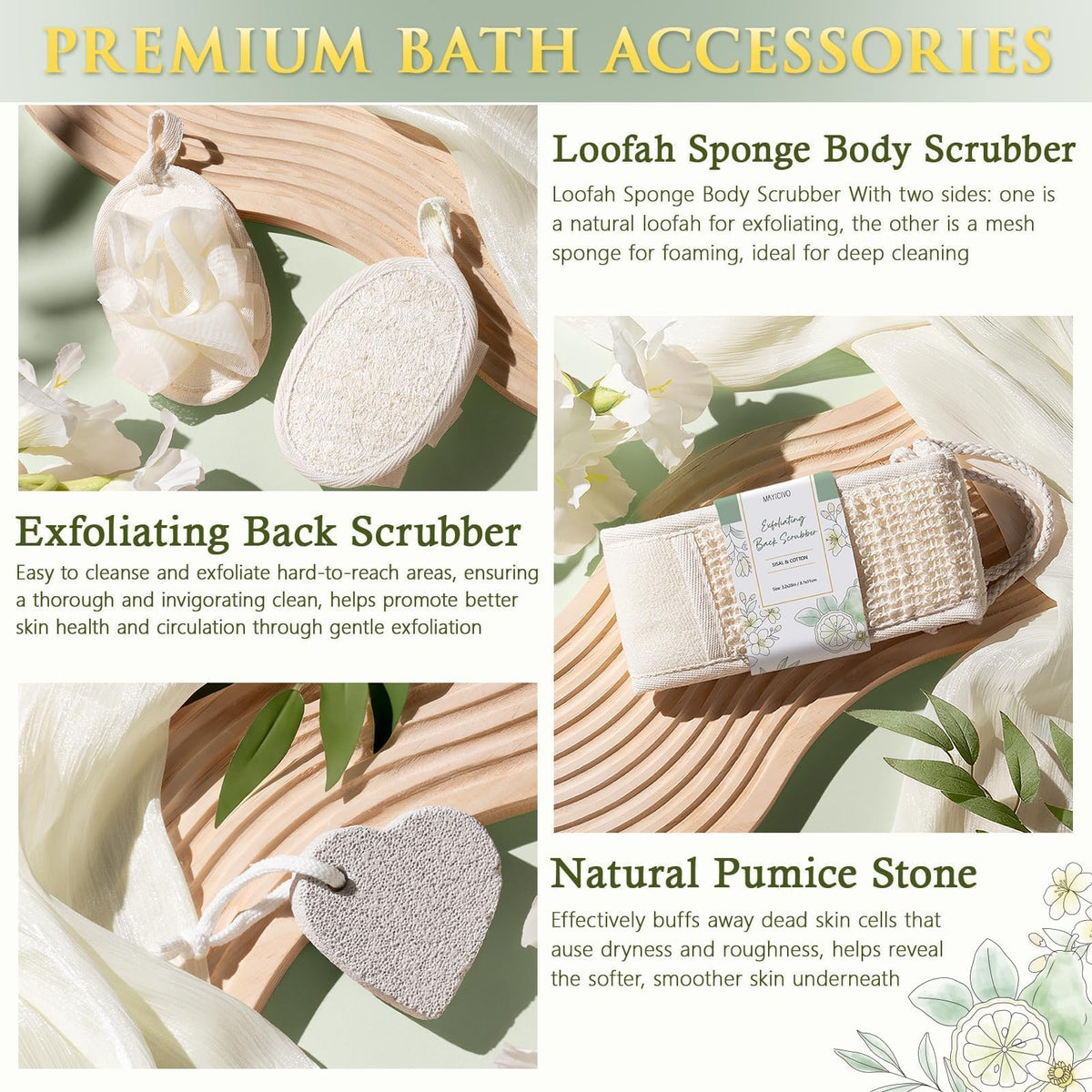 MAYICIVO essential oil and body scrub in spa set