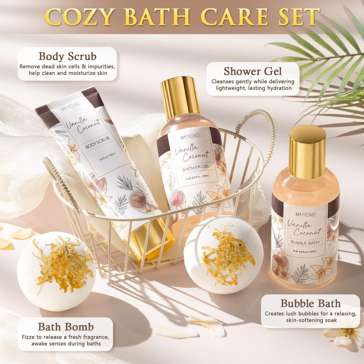 MAYICIVO Spa Gift Basket featuring body lotion and body scrub