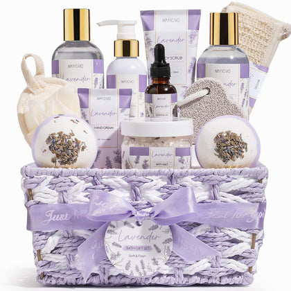 MAYICIVO Spa Gift Basket front view with lavender products