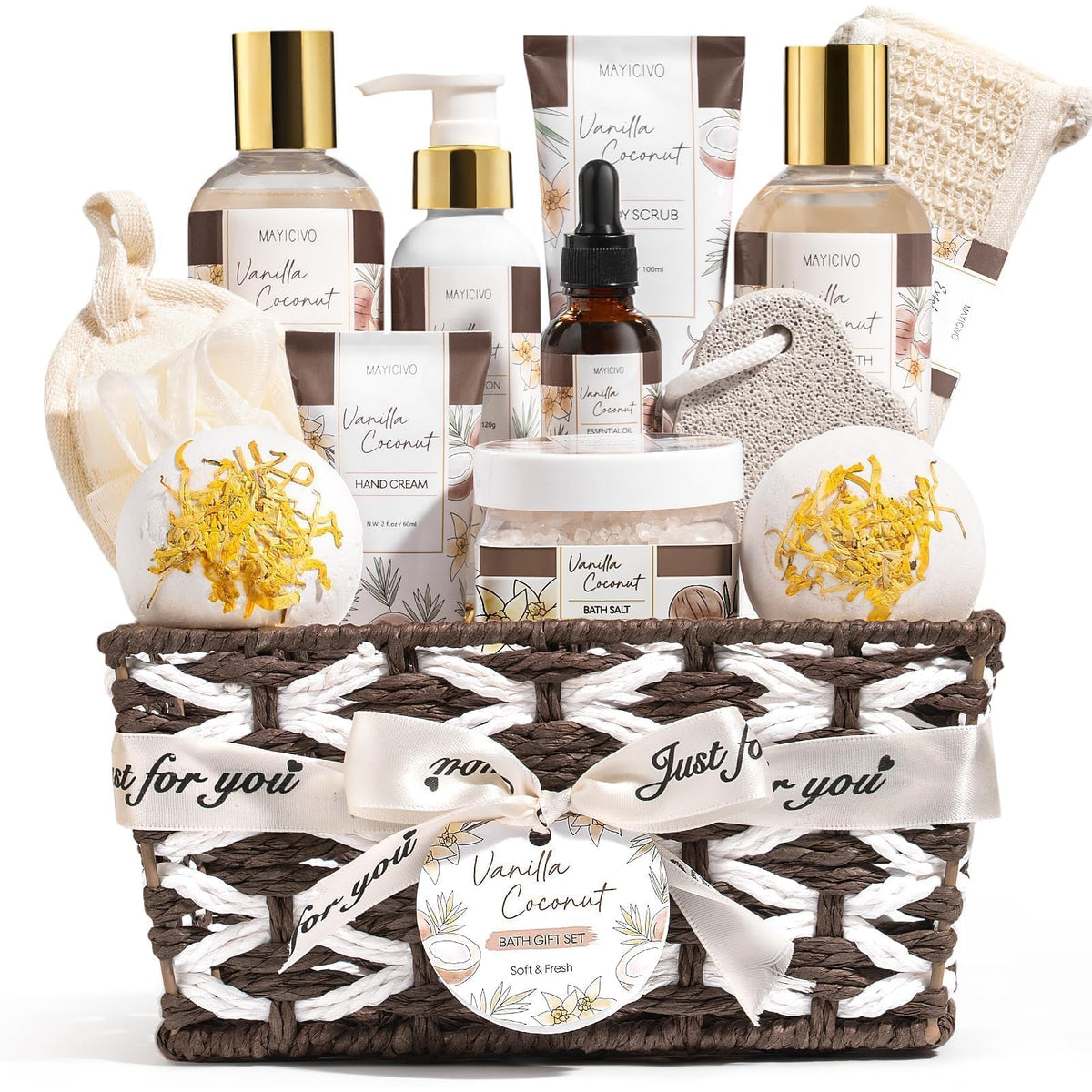 MAYICIVO Spa Gift Basket front view with woven design