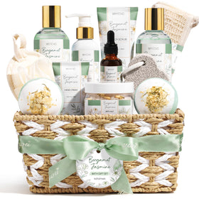 MAYICIVO Spa Gift Basket with bath products and woven basket