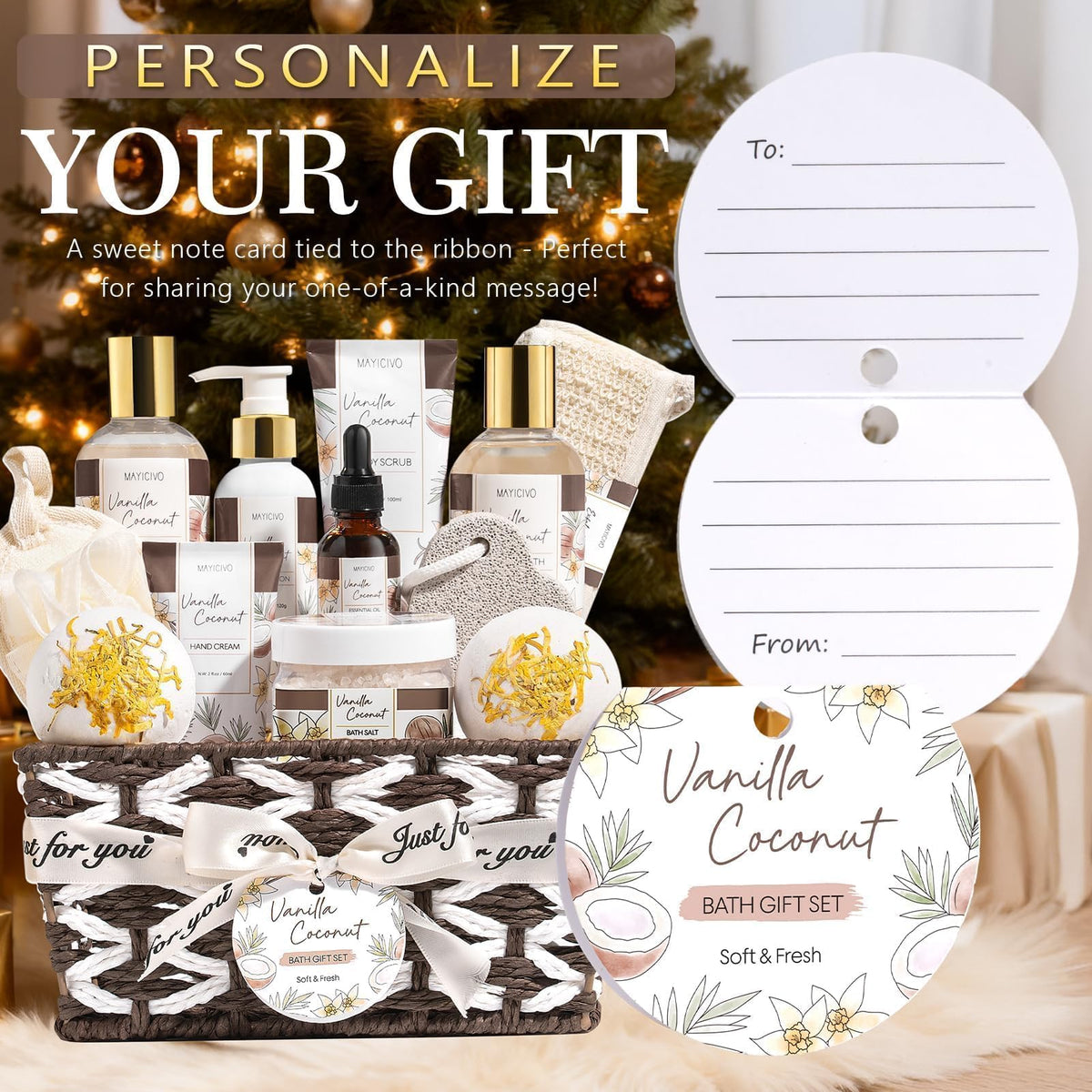 MAYICIVO Spa Gift Basket with greeting card option