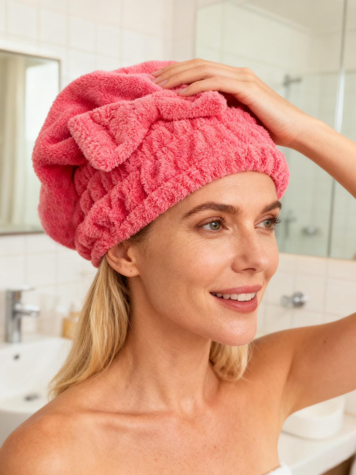 MAYOUTH Hair Drying Cap in use after shower
