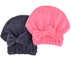 MAYOUTH Microfiber Hair Drying Towel front view with bow-knot